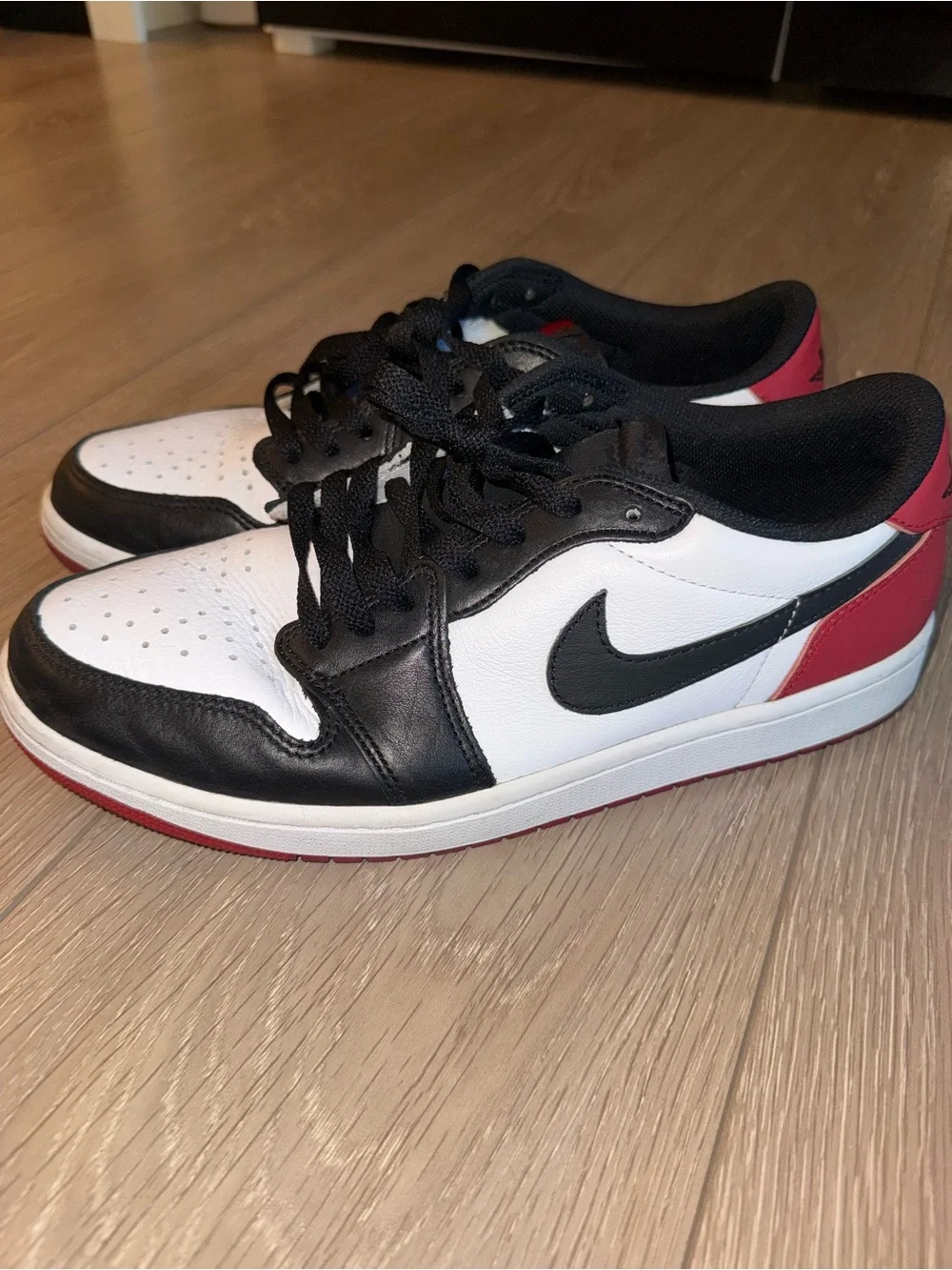Jordan Men’s Low-Top Sneakers in White, Black & Red
